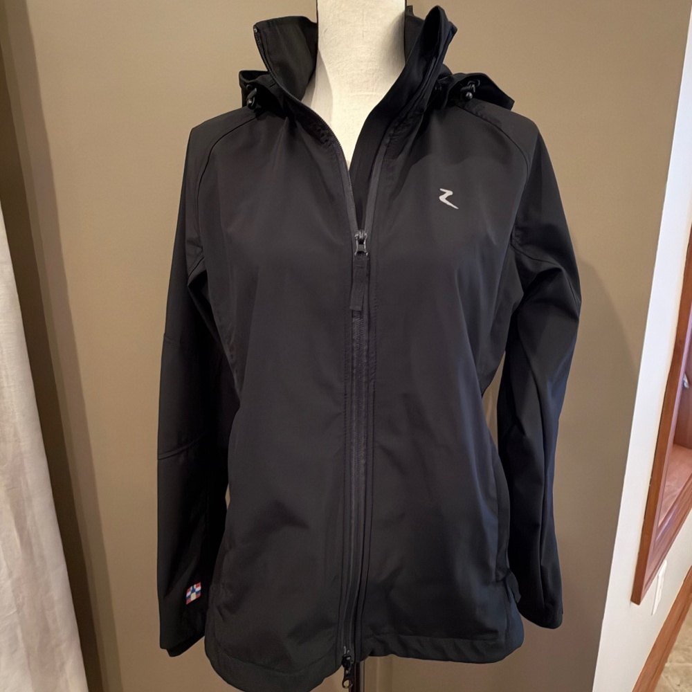 Horze Equestrian Hooded Jacket, Black Style 33268 Emma, Zip up Size 10